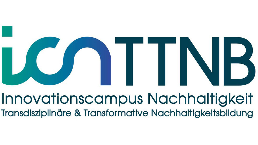 Logo des Innovationscampus Nachhaltigkeit mit Schriftzug und Unterzeile “Transdisziplinäre & Transformative Nachhaltigkeitsbildung.”