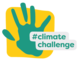 Das Logo der Climate Challenge zeigt eine grüne Hand auf gelbem Hintergrund.